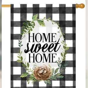 NWT- Large Home Sweet Home Gingham Flag